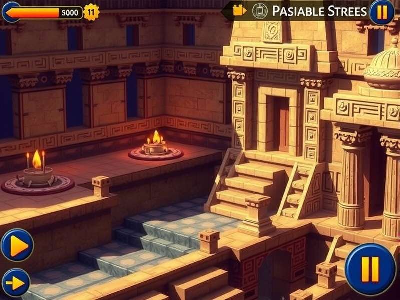 Temple Quest Pro level design showing intricate temple architecture